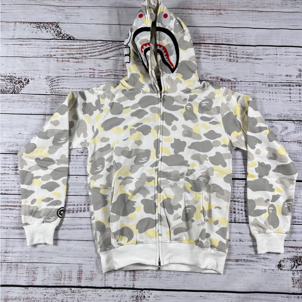 BAPE ABC SHARK FULL ZIP HOODIE MENS LARGE WHITE